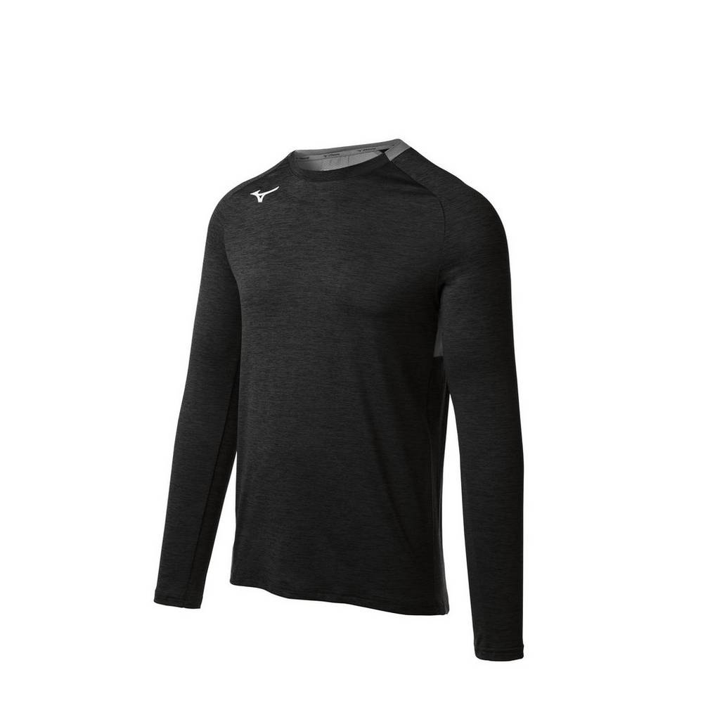 Blusa Mizuno Alpha Long Sleeve - Homem - Pretas - OVLHT4936